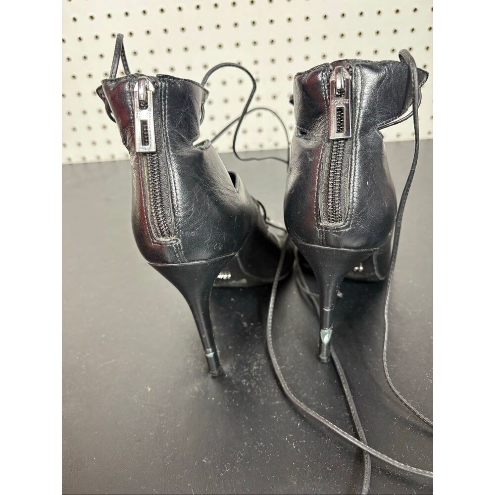 SCHUTZ SLATE LACE UP HEEL Leather Open Toe Caged Sandals size 10 - Picture 3 of 14